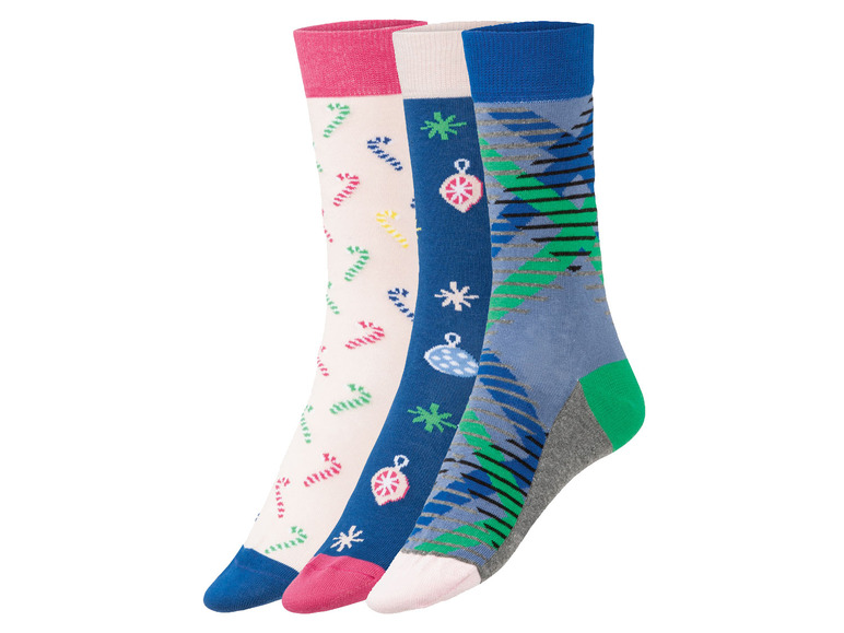 E-shop Fun Socks Unisex ponožky, 3 páry (36/40, ružová/modrá/vzor)