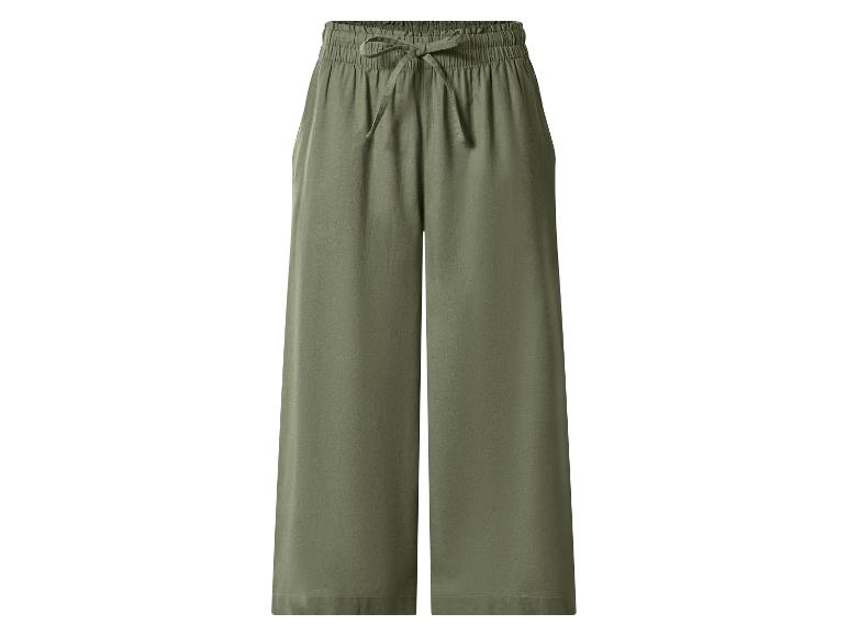 esmara® Dámske culotte nohavice s ľanom Premium (zelená, S (36/38))