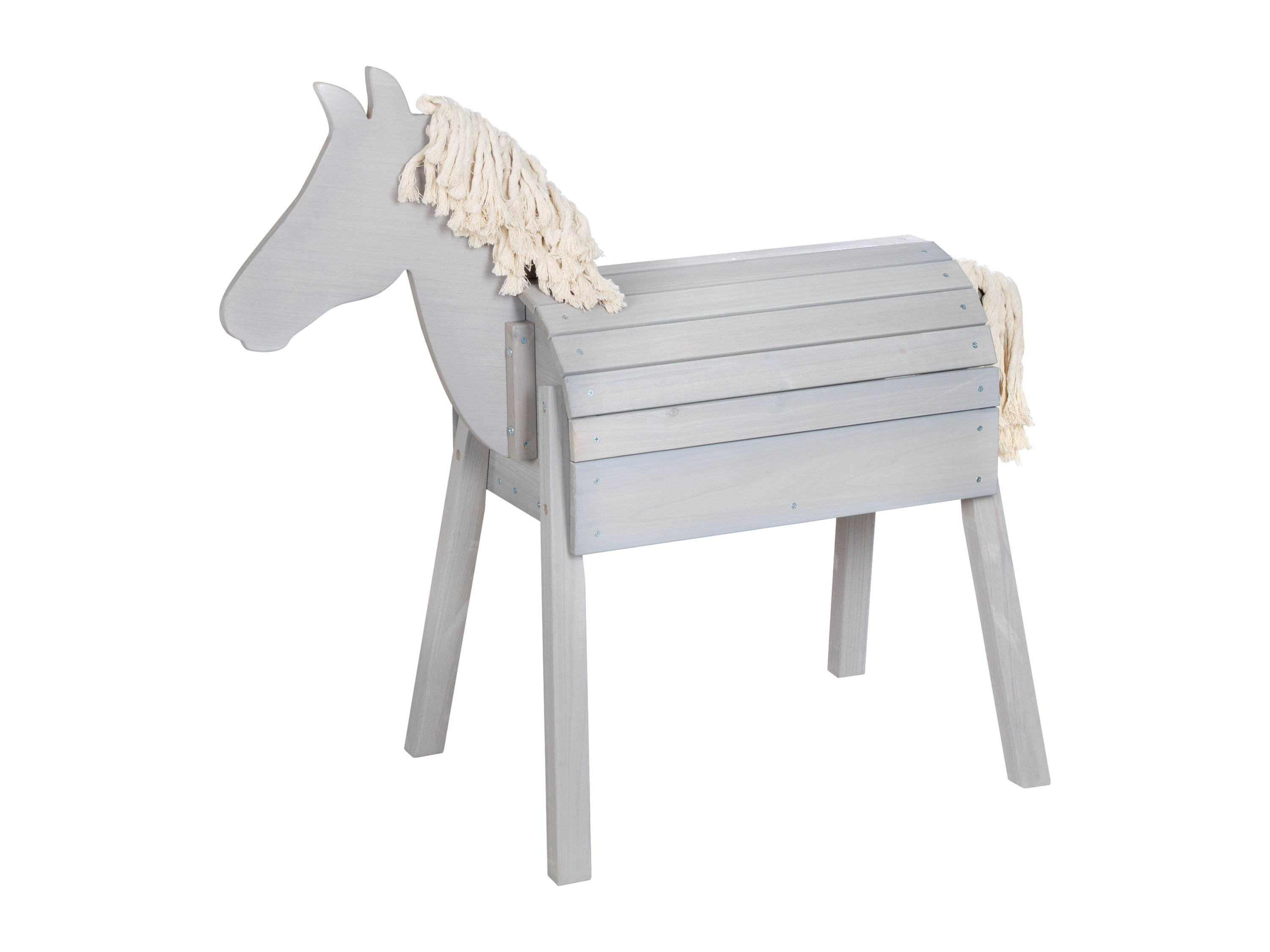 ROBA Drevený koník na hranie (malý (48x110x96 cm), sivá)