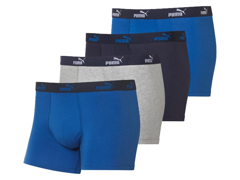Trič boxerky Puma: modrá, sivá a tmavomodrá.