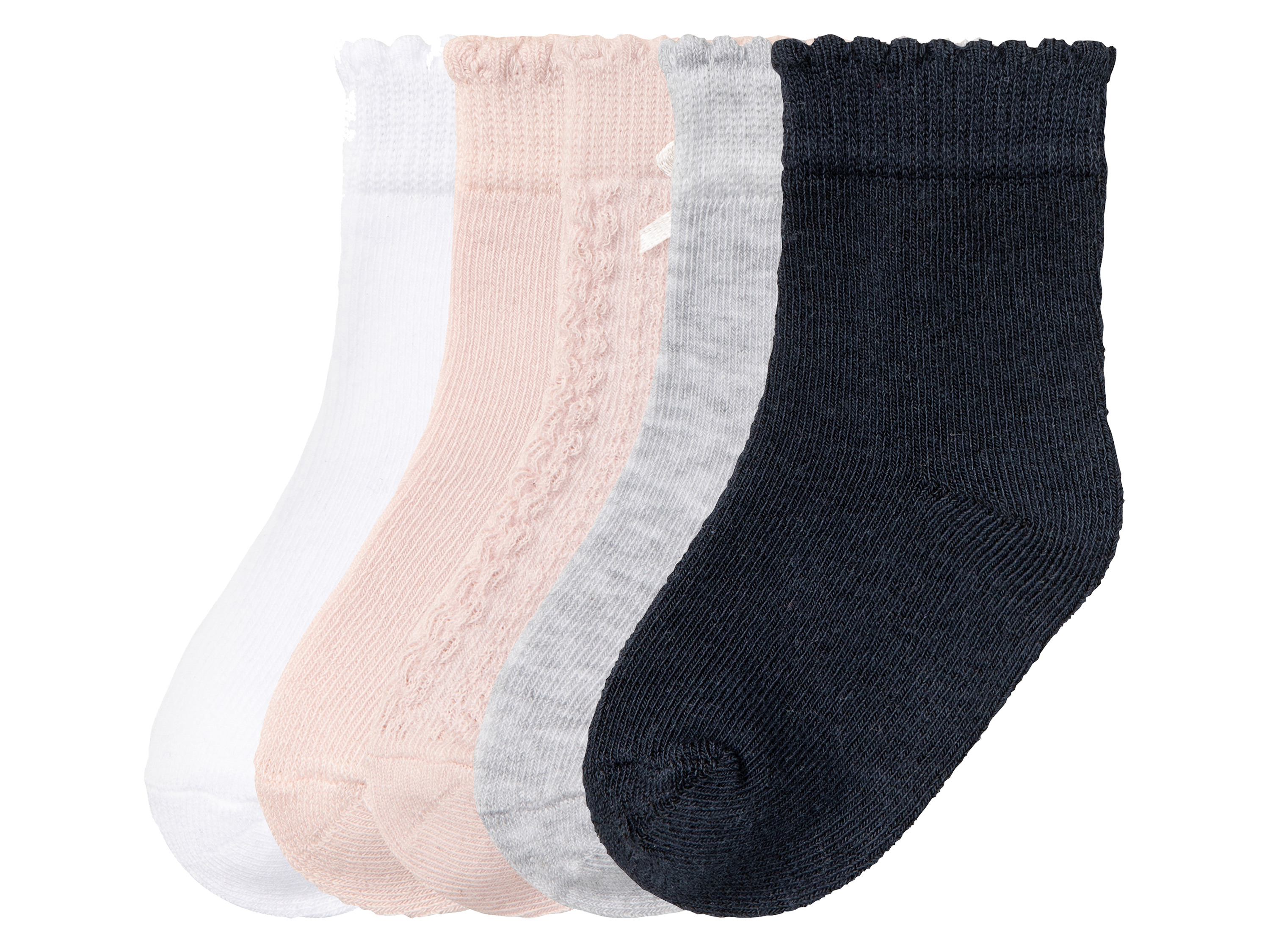 lupilu® Dievčenské ponožky pre bábätká, 5 párov (11/14, fialová/sivá/námornícka modrá/biela)