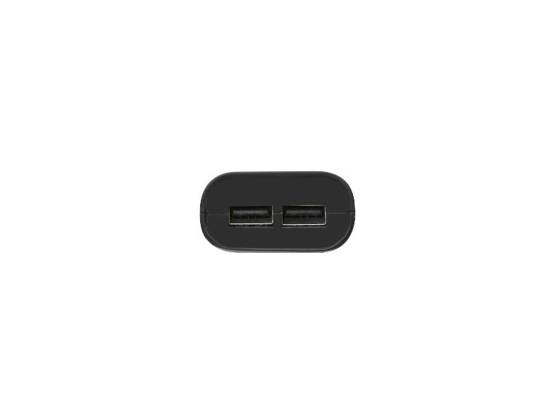 Čierna USB nabíjačka s dvoma portami.