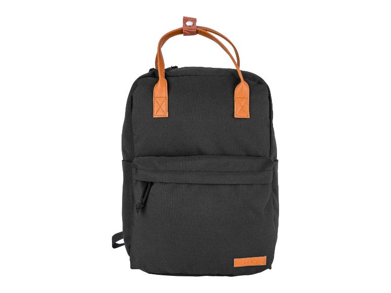 Čierna Esmara  plátnená taška na chrbát, kožené rukoväte.