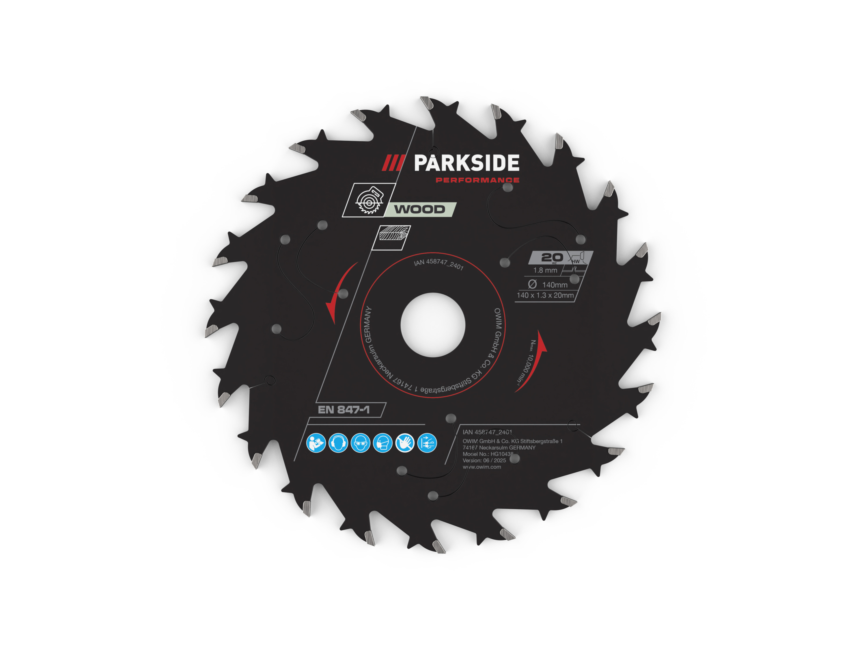 PARKSIDE PERFORMANCE® Pílový kotúč, 140 mm (drevo, 20 zubov)