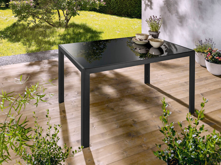 Prejsť na zobrazenie na celú obrazovku: LIVARNO home Hliníkový záhradný stôl Houston s obojstrannou doskou, čierna – obrázok 2