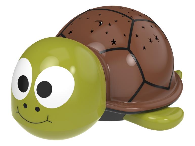 Zelená a hnedá korytnačia nočná lampa s výrezmi v tvare hviezd