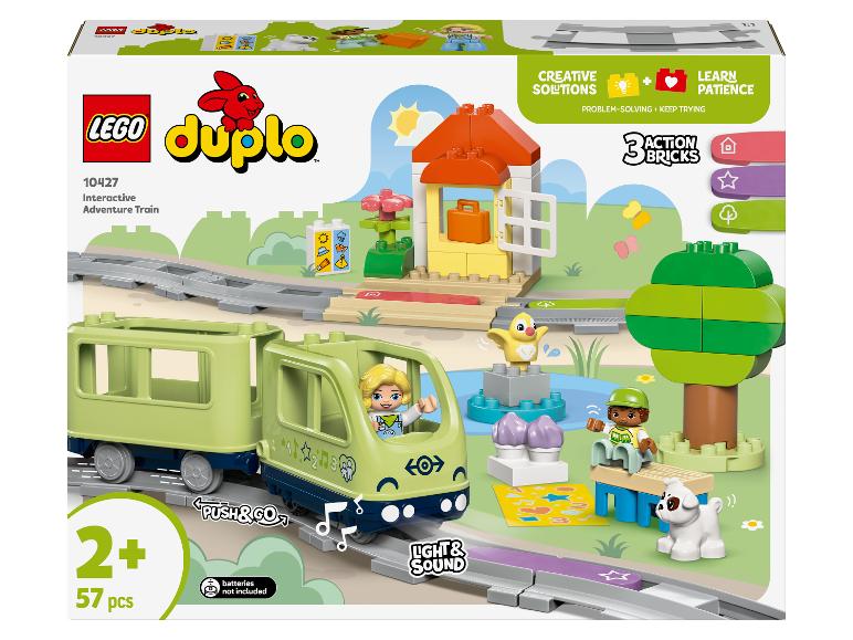 LEGO Duplo krabica s interaktívnym dobrodružným vlakom a príslušenstvom.