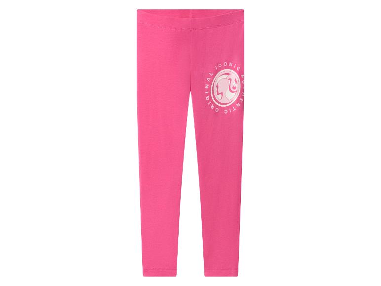 Ružové legíny s logom Barbie a nápisom „ICONIC ORIGINAL AUTHENTIC“.