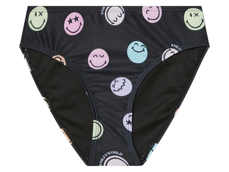 Čierne plavky Smiley World s farebnými potlačami smajlíkov.