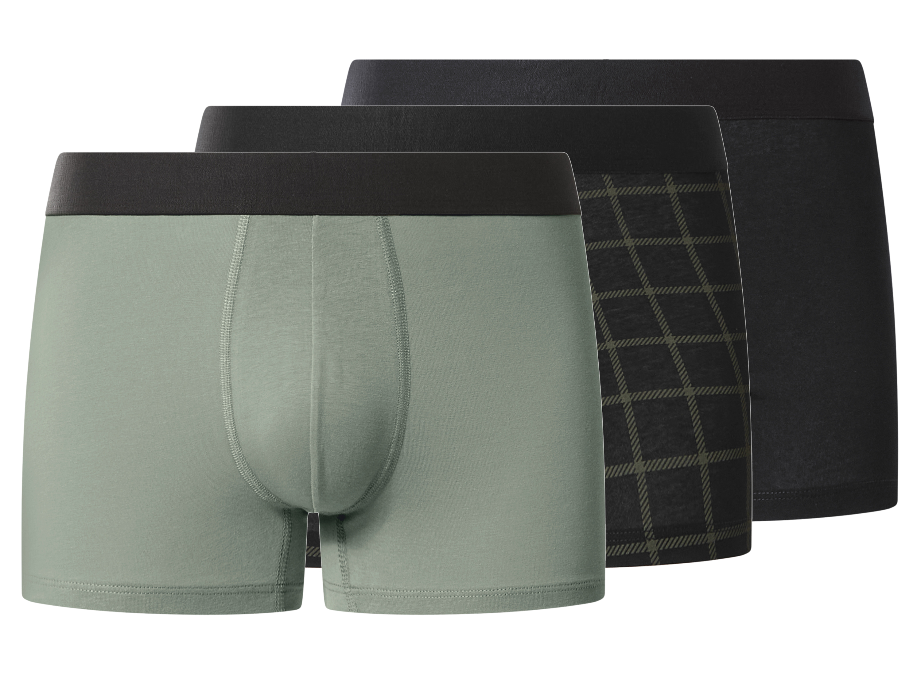 esmara Men Pánske boxerky, 3 kusy (čierna/zelená, 5/M)
