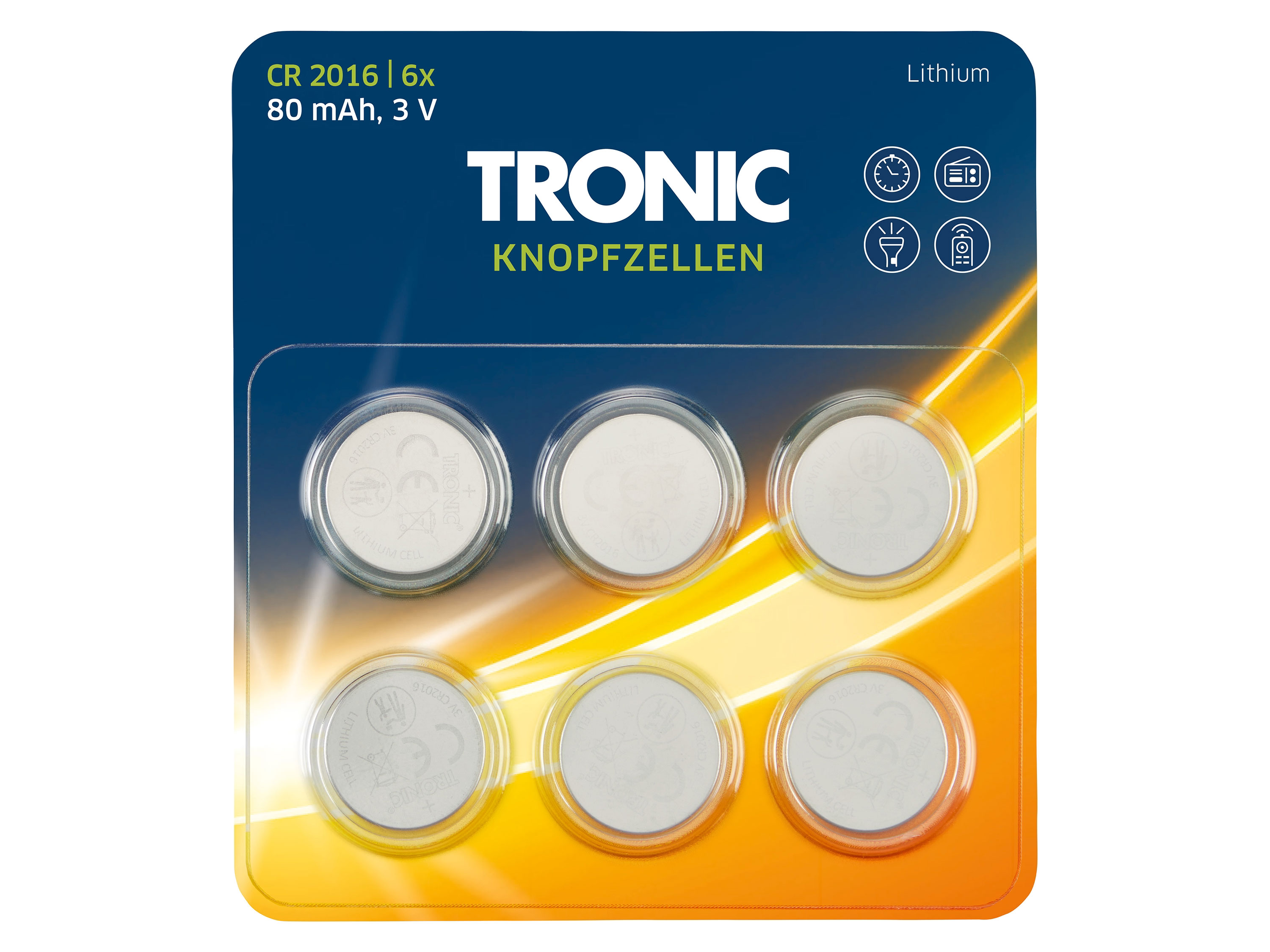TRONIC® Gombíkové batérie (lítiové CR2016)
