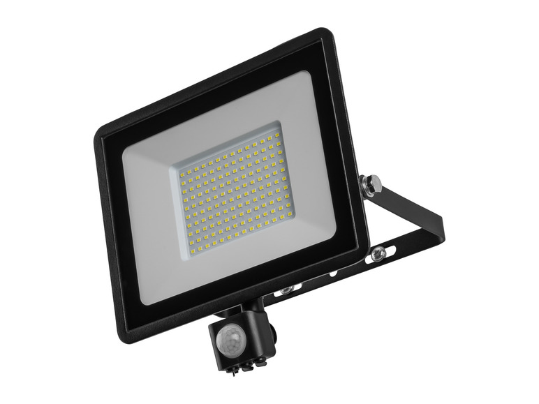 Čierny LED reflektor s detektorom pohybu.