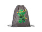 Sivá šnúrková taška na telocvik LEGO Ninjago s obrázkom zeleného ninja.