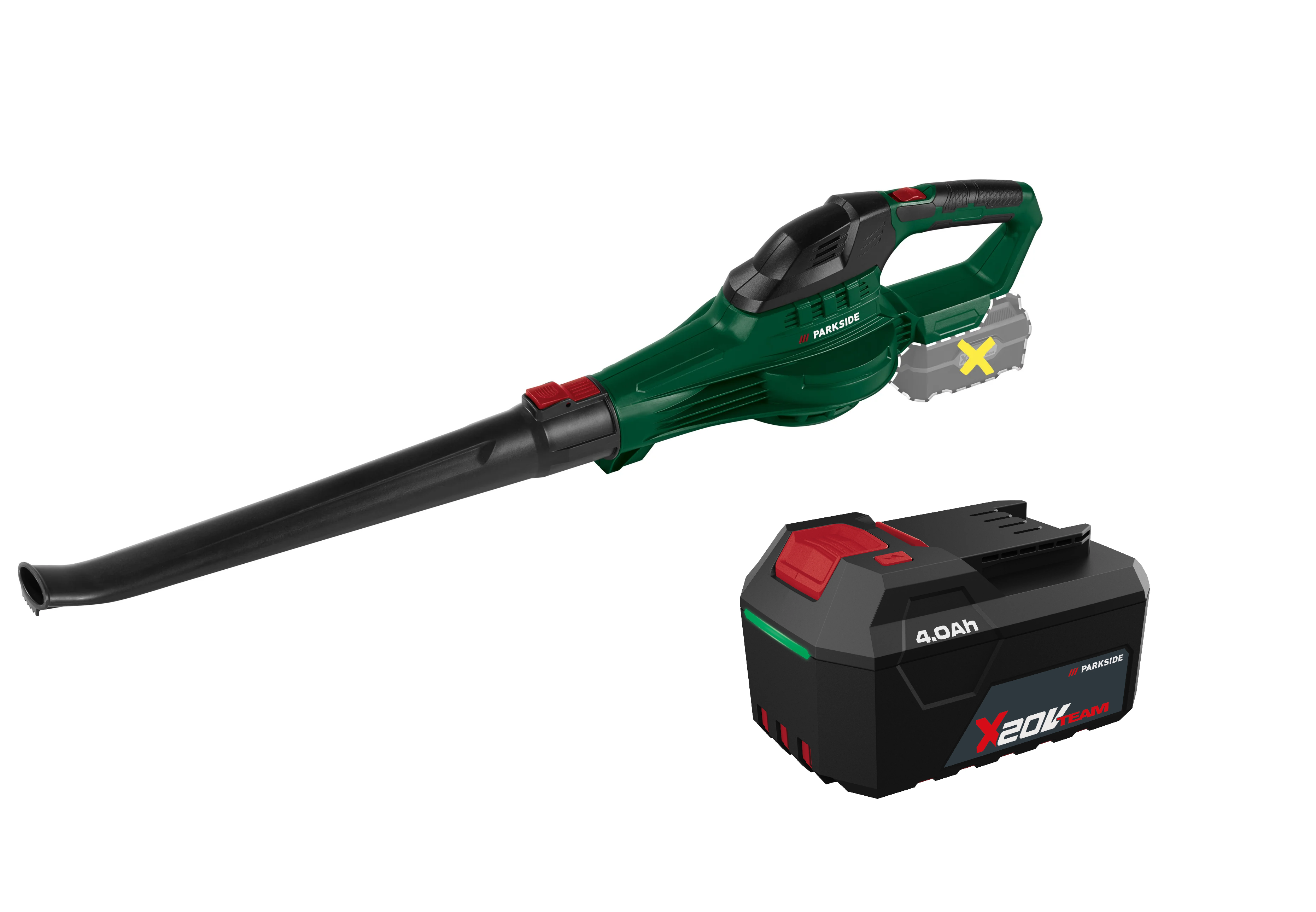 E-shop PARKSIDE® Aku fúkač lístia 20 V PLBA 20-Li C4 + Akumulátor 20 V/4 Ah PAP 204 A1