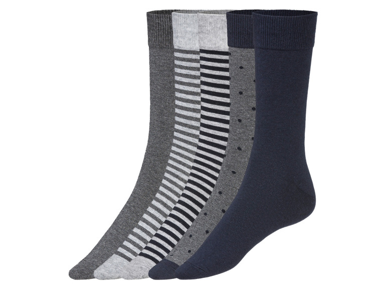 LIVERGY Pánske ponožky, 5 párov (39/42, sivá/navy modrá)