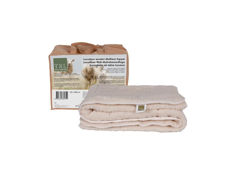 Matracový topper TXL Wool Comfort a balenie s obrázkami oviec.