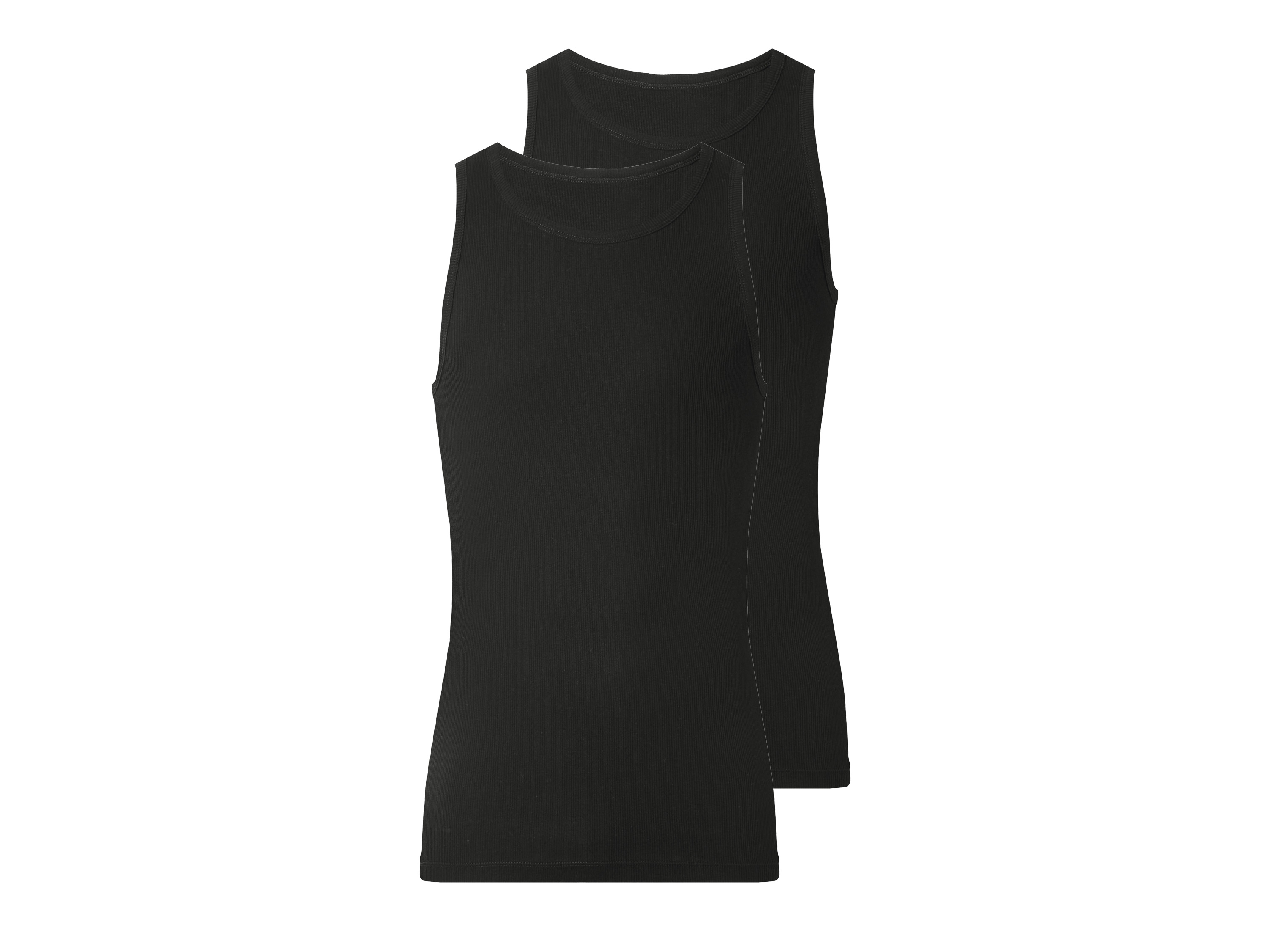 esmara Men Pánske tielko s dvojitým rebrovaním, 2 kusy (čierna, XL)