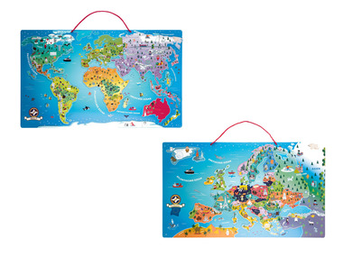 PLAYTIVE® Drevená magnetická mapa sveta / Európy