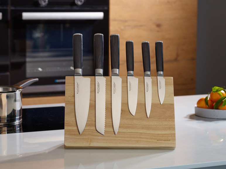 Prejsť na zobrazenie na celú obrazovku: ECHTWERK Súprava damaškových nožov s magnetickým dreveným blokom, 7-dielna – obrázok 2