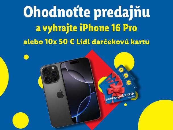 Súťaž: vyhrajte iPhone 16 Pro alebo 10x 50€ Lidl darčekovú kartu.