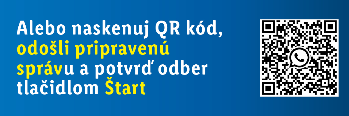 QR kód pre odoslanie pripravenej správy a potvrdenie odberu stlačením tlačidla Štart.
