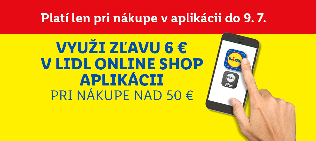 ZĽAVA 6€ nad 50€ v Lidl online shop aplikácii
