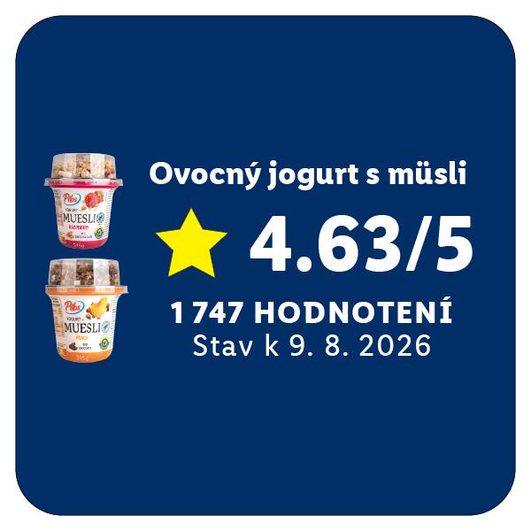 Ovocný jogurt s müsli s hodnotením 4,63/5 z 1747 hodnotení.