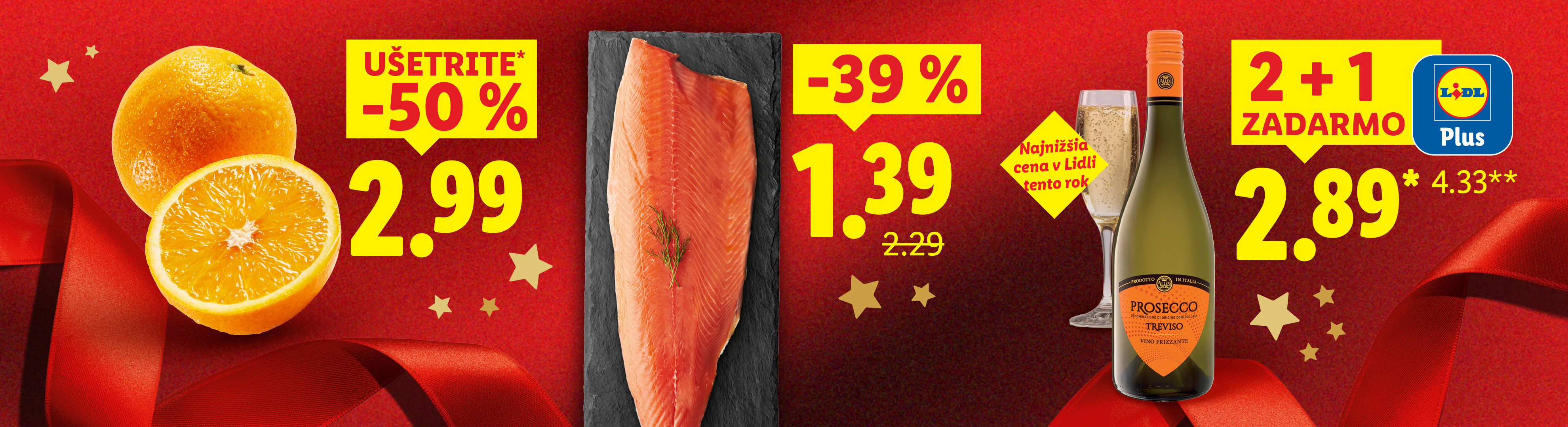 Lidl ponuka: pomaranče, losos a Prosecco Treviso so zľavami a akciou 2+1 zadarmo.