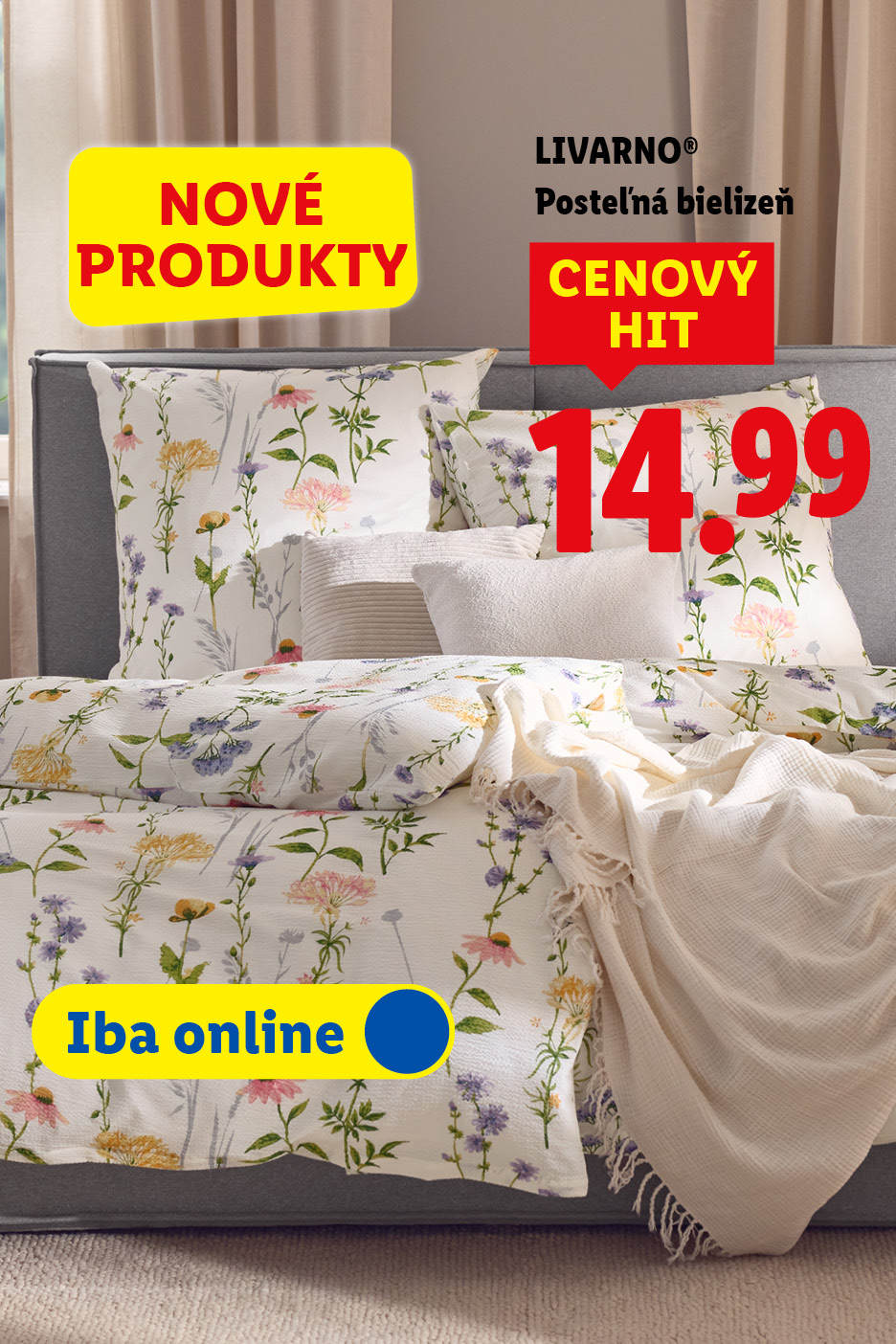 Posteľná bielizeň s kvetinovým vzorom, cena 14.99, nové produkty, iba online.