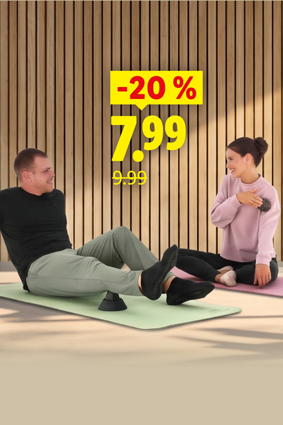 Tvoj tréning pokračuje vnútri: Podložka na jogu za 7,99 € (zľava -20 %, pôvodne 9,99 €). Iba online.