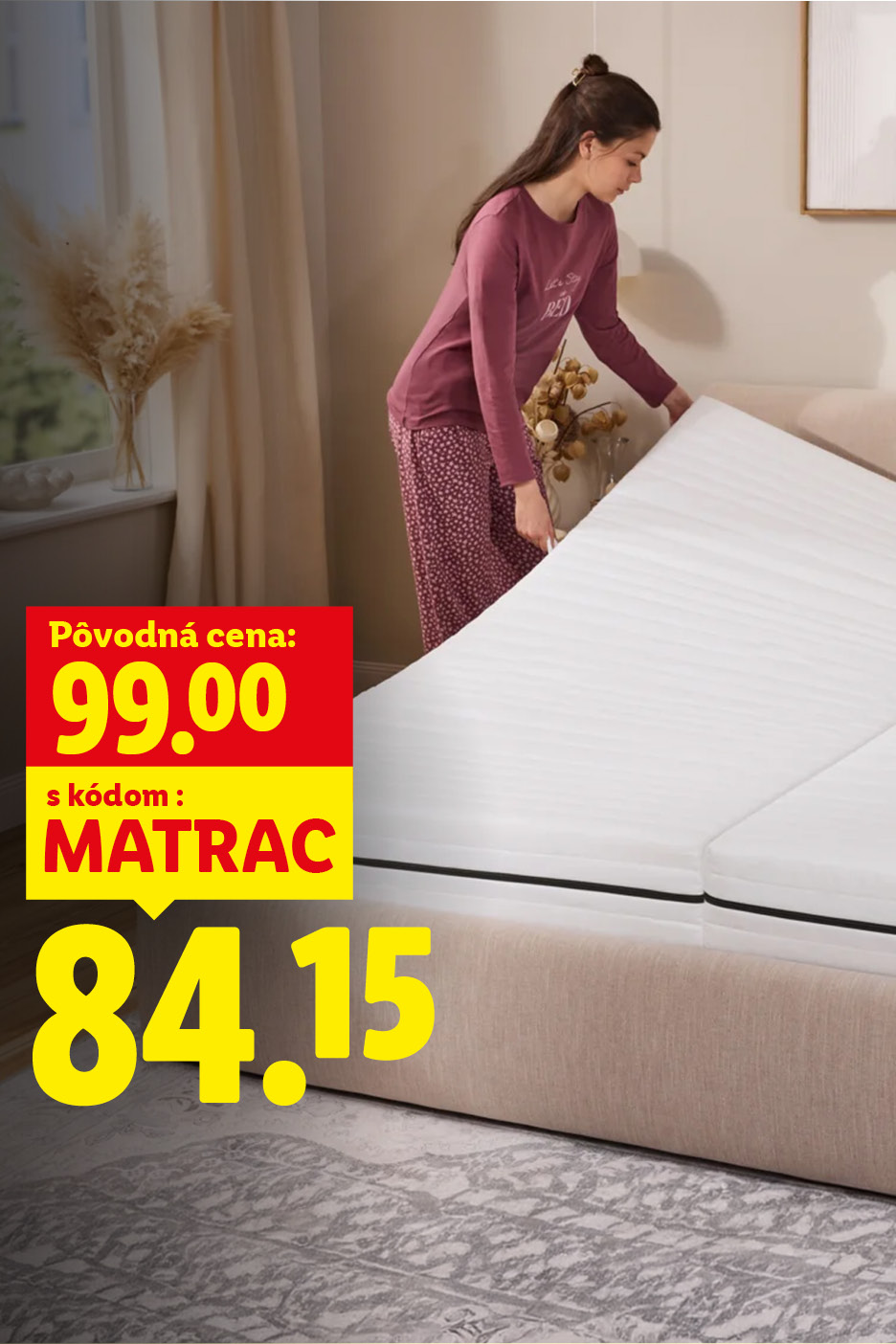 Dopraj si kvalitný spánok: Vybrané matrace so zľavou -15 % pri použití kódu MATRAC — cena za 84,15 € (pôvodne 99,00 €).