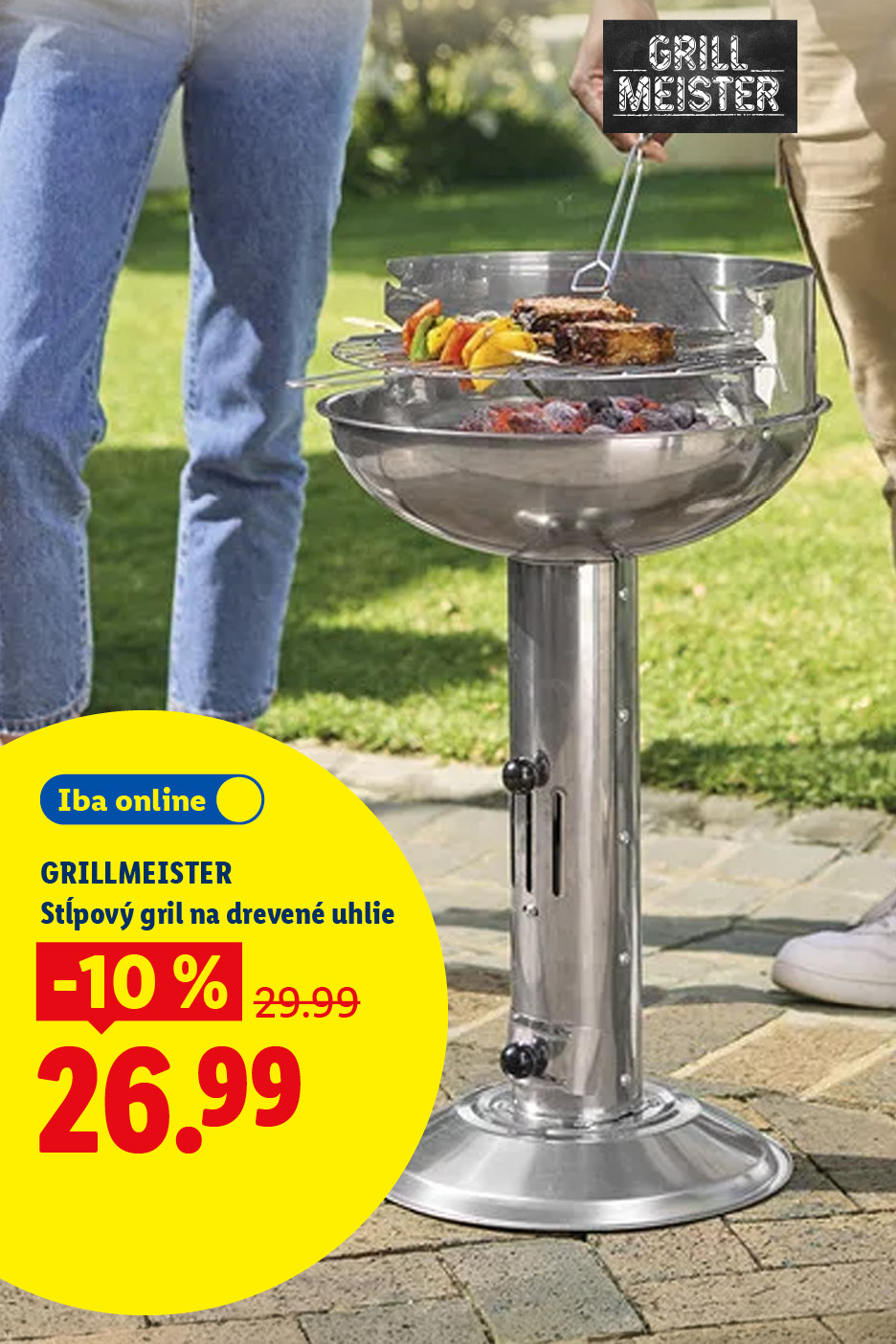 Grilovacia sezóna je tu! Stĺpový gril na drevené uhlie so zľavou 10%. za 26,99 eur.