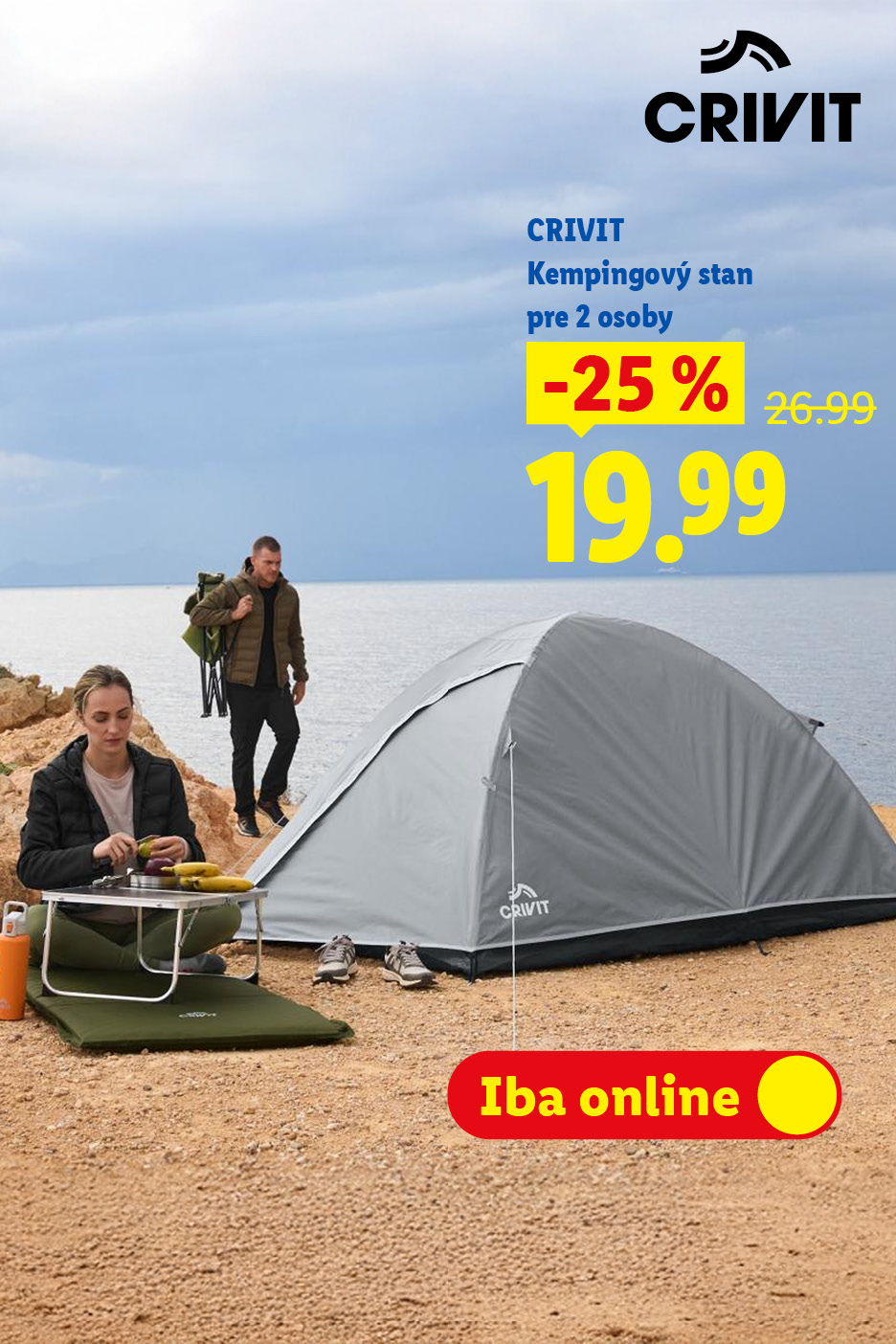 Kempingový stan pre 2 osoby so zľavou 25%, teraz za 19,99 €. Iba online.