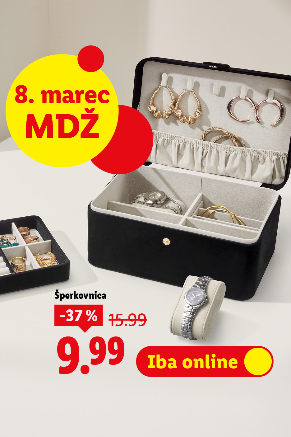 8. marec - MDŽ: Každá žena si zaslúži pozornosť. Šperkovnice s 37% zľavou za 9,99 €, dostupné iba online.