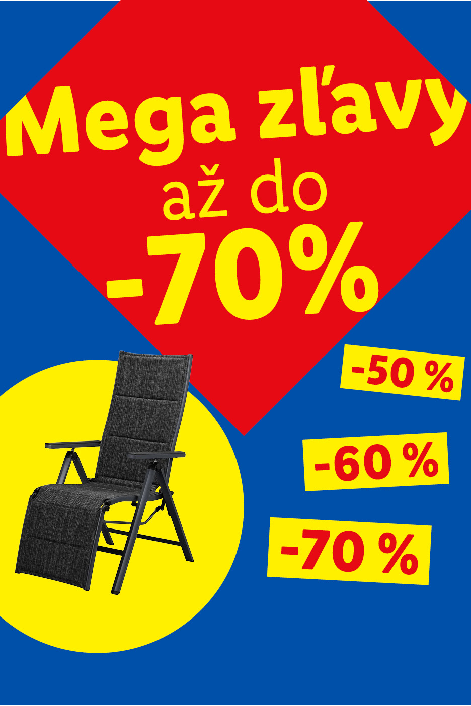 Mega zľavy až do -70% na online shope. Hliníkové kreslo so zľavou. Celkovo -50%, -60% a -70% zľavy.