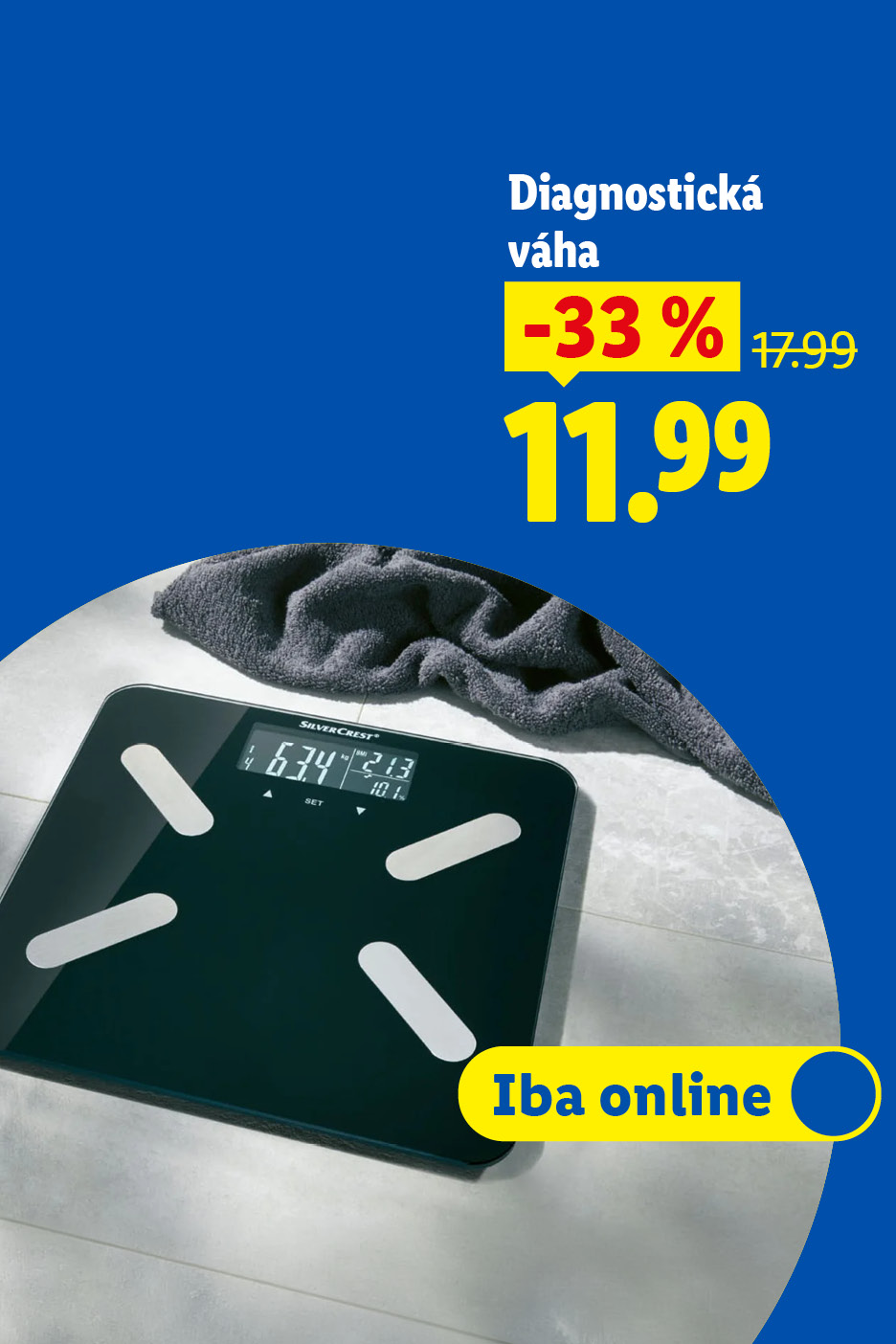 Zdravie na dosah, zľavnené produkty v online shope. Diagnostická váha s 33% zľavou za 11,99 €.