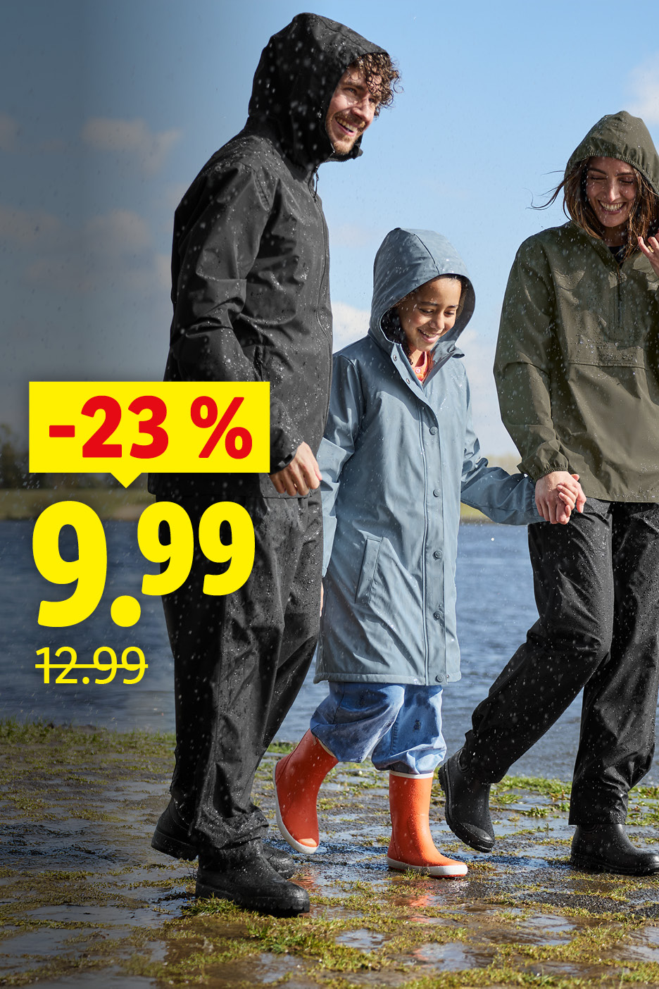Dážď nás nezastaví!: CRIVIT® Dámska / Pánska nepremokavá bunda za 9,99 € (-23 %, pôvodne 12,99 €). Iba online.