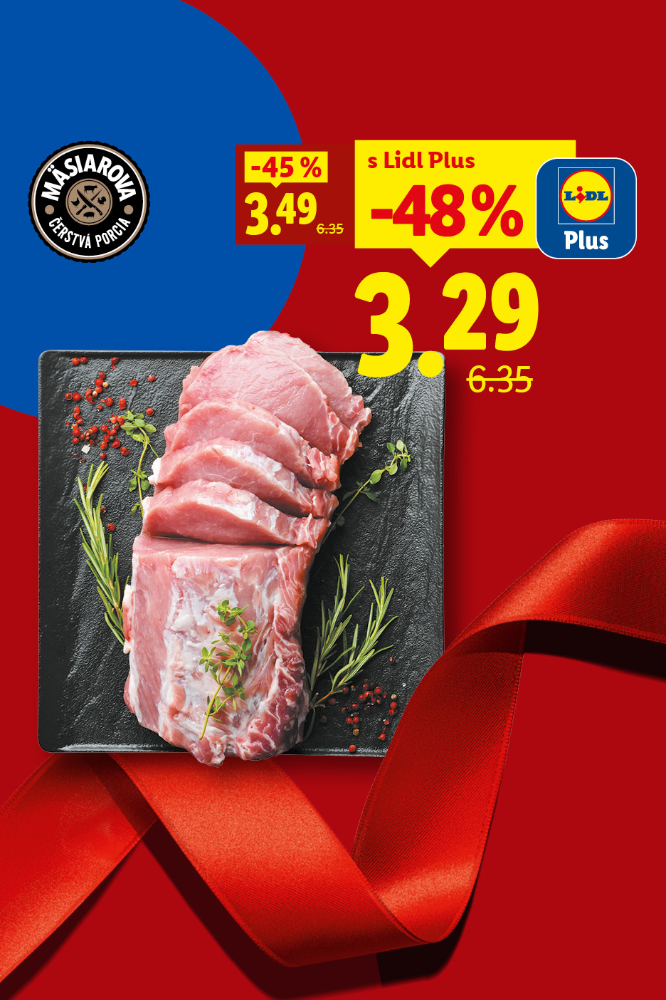 Mäsová porcia Mäsiařova s 48% zľavou pre Lidl Plus za 3,29 €.