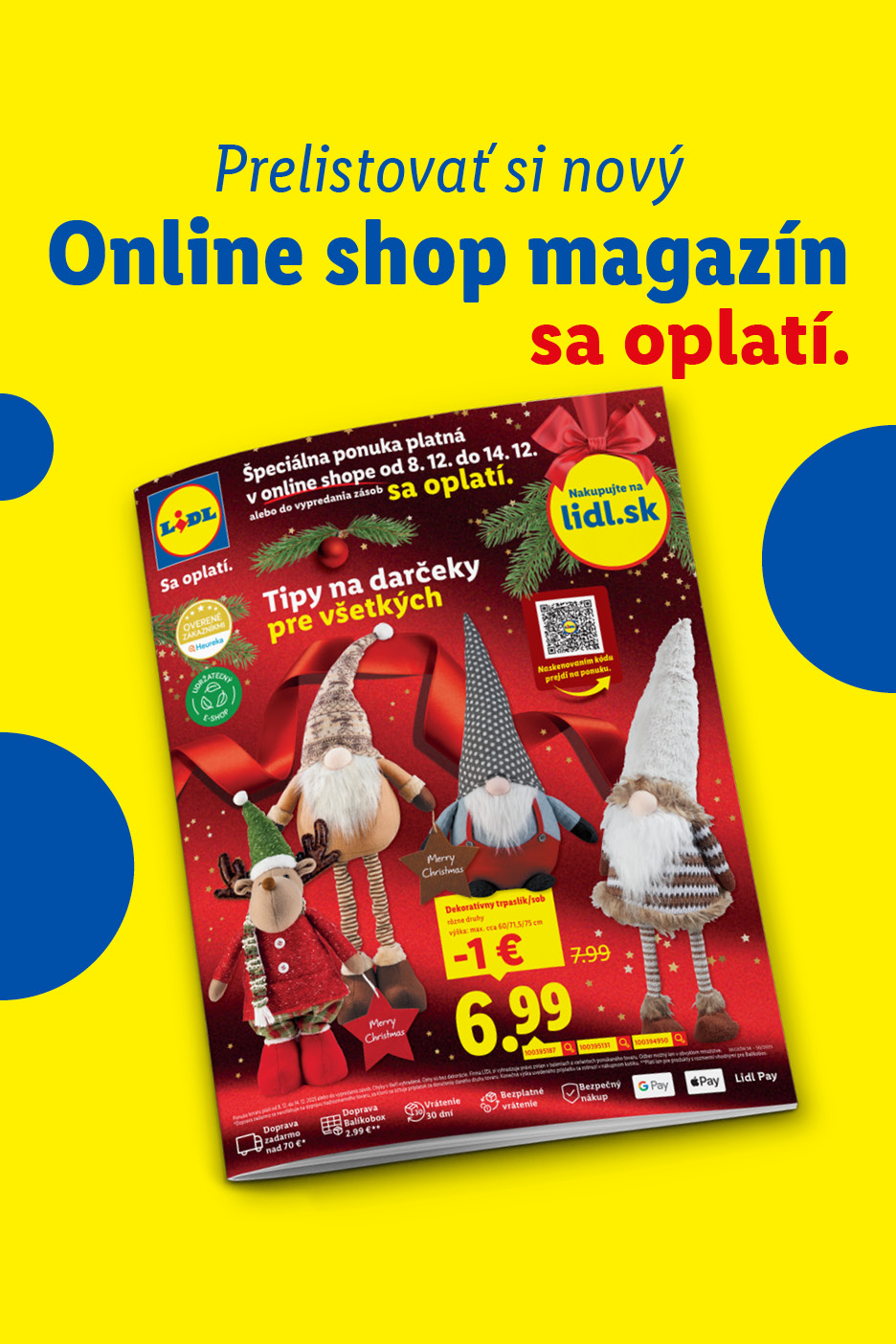 Lidl online shop magazín s vianočnými trpaslíkmi a sobmi, špeciálna ponuka platná od 8.12. do 14.12.