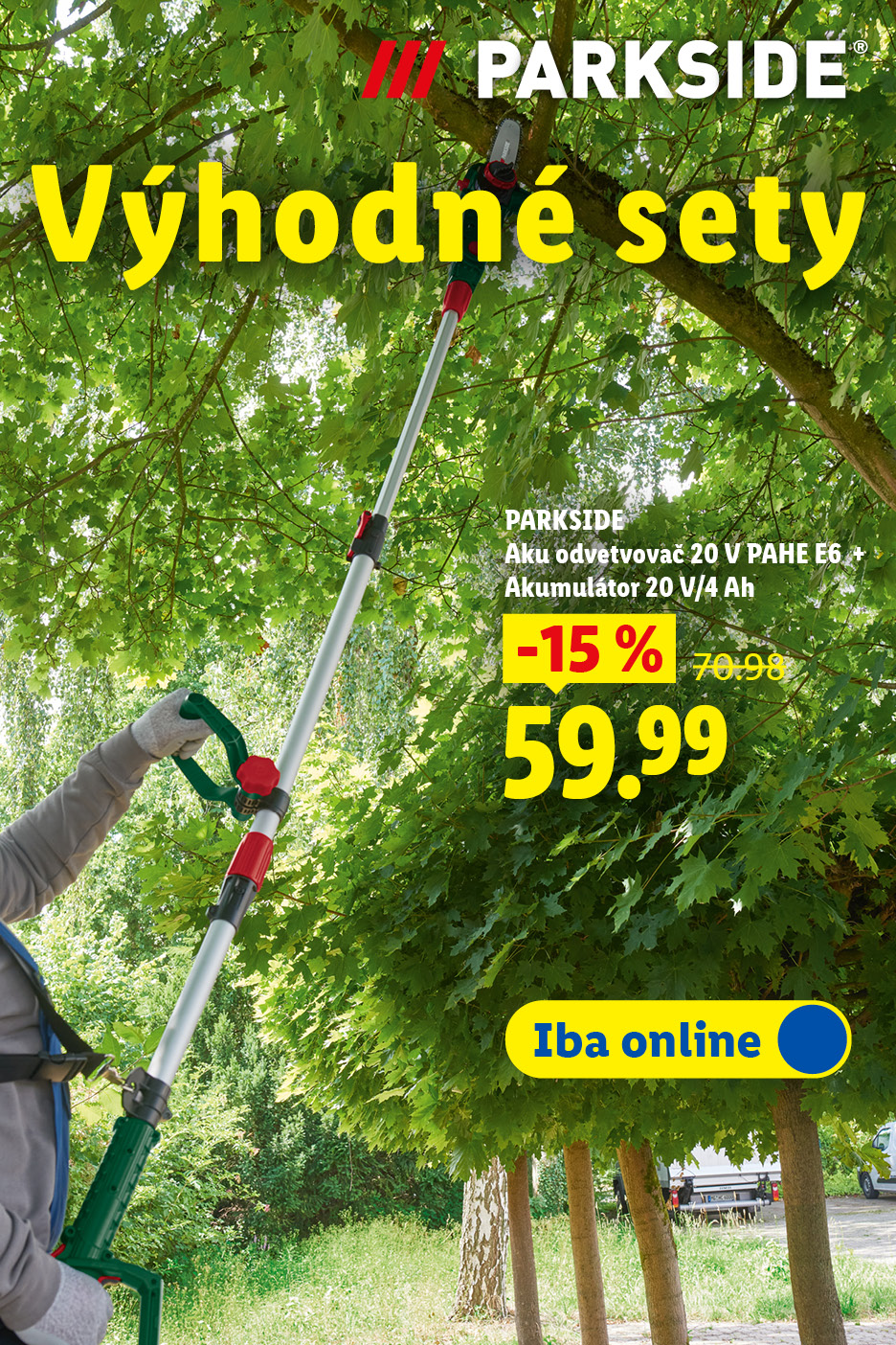 Výhodné sety s akumulátorovým prerezávačom, zvýhodnená súprava s akumulátorom za 59,99 € s 15% zľavou.