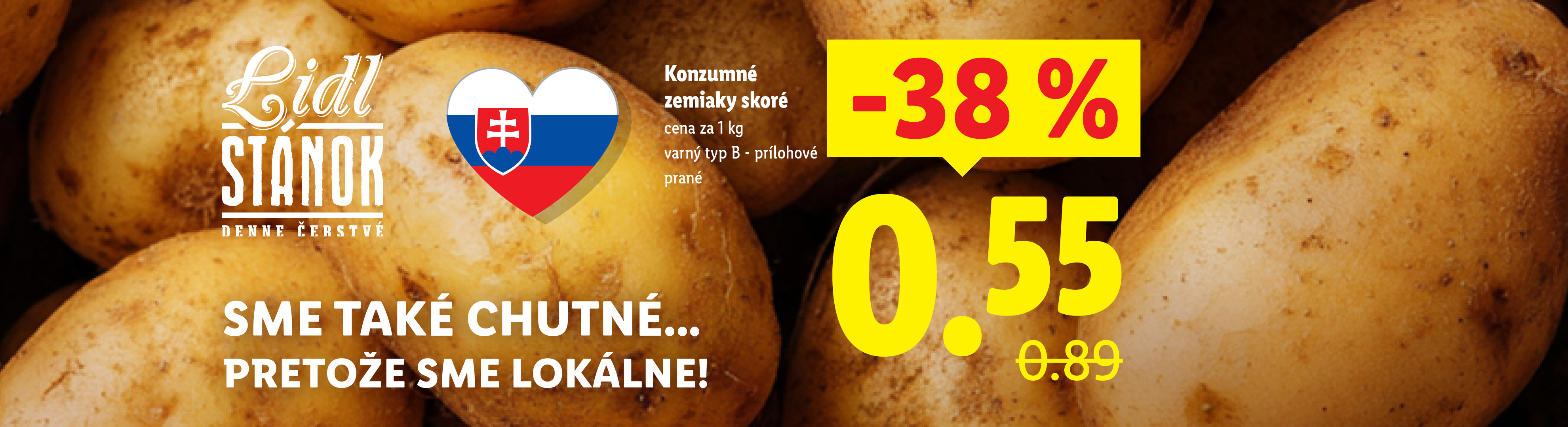 Lidl reklama na zemiaky s nápisom „Sme také chutné... pretože sme lokálne!“