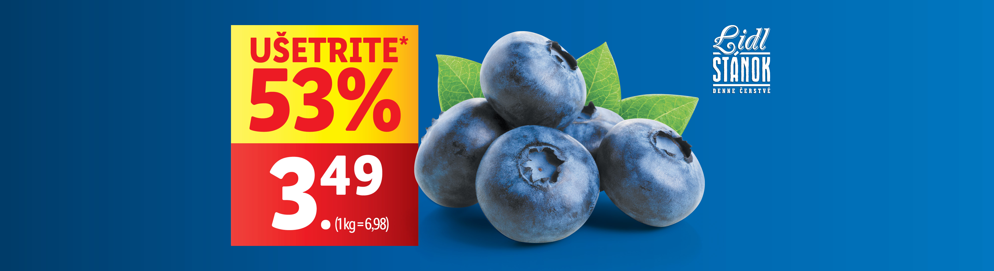 Lidl Stanok ponúka čerstvé čučoriedky so zľavou 53% za 3,49€.