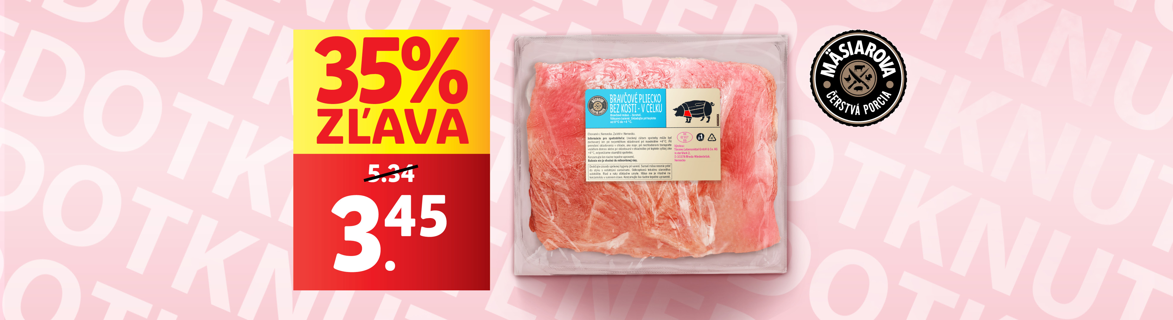 Mäsiarovská ponuka: 35% zľava na bravčové pľúcko bez kostí od Mäsiarová.