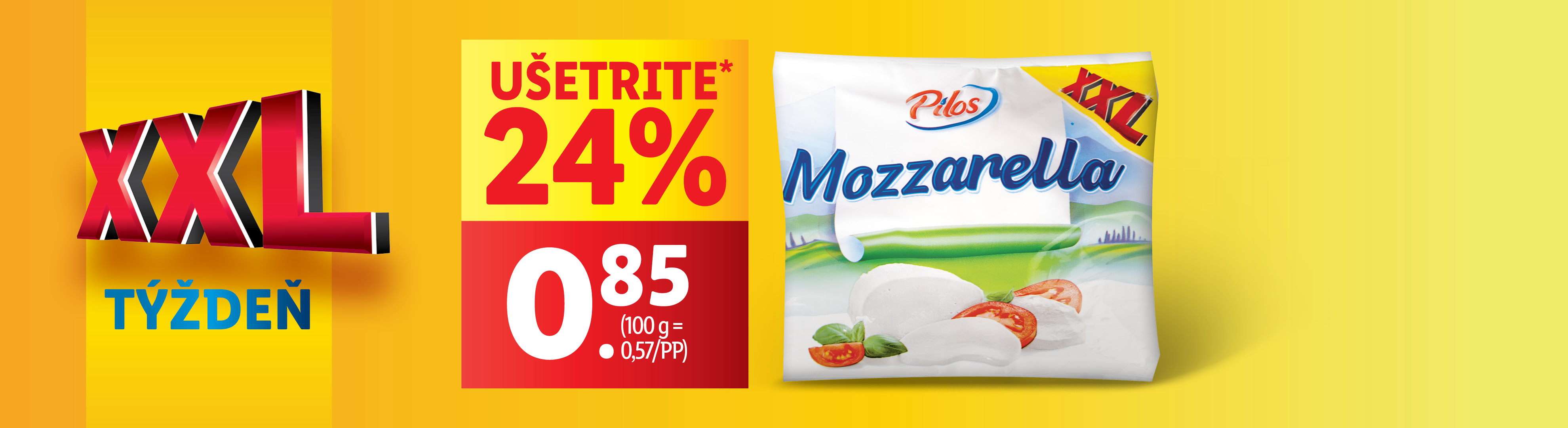 XXL týždeň akcie na Pilos Mozzarellu s 24% zľavou.