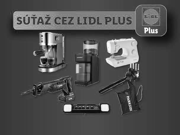 Súťaž cez Lidl Plus: kávovar, šijací stroj, píla, fukár a predlžovačka.