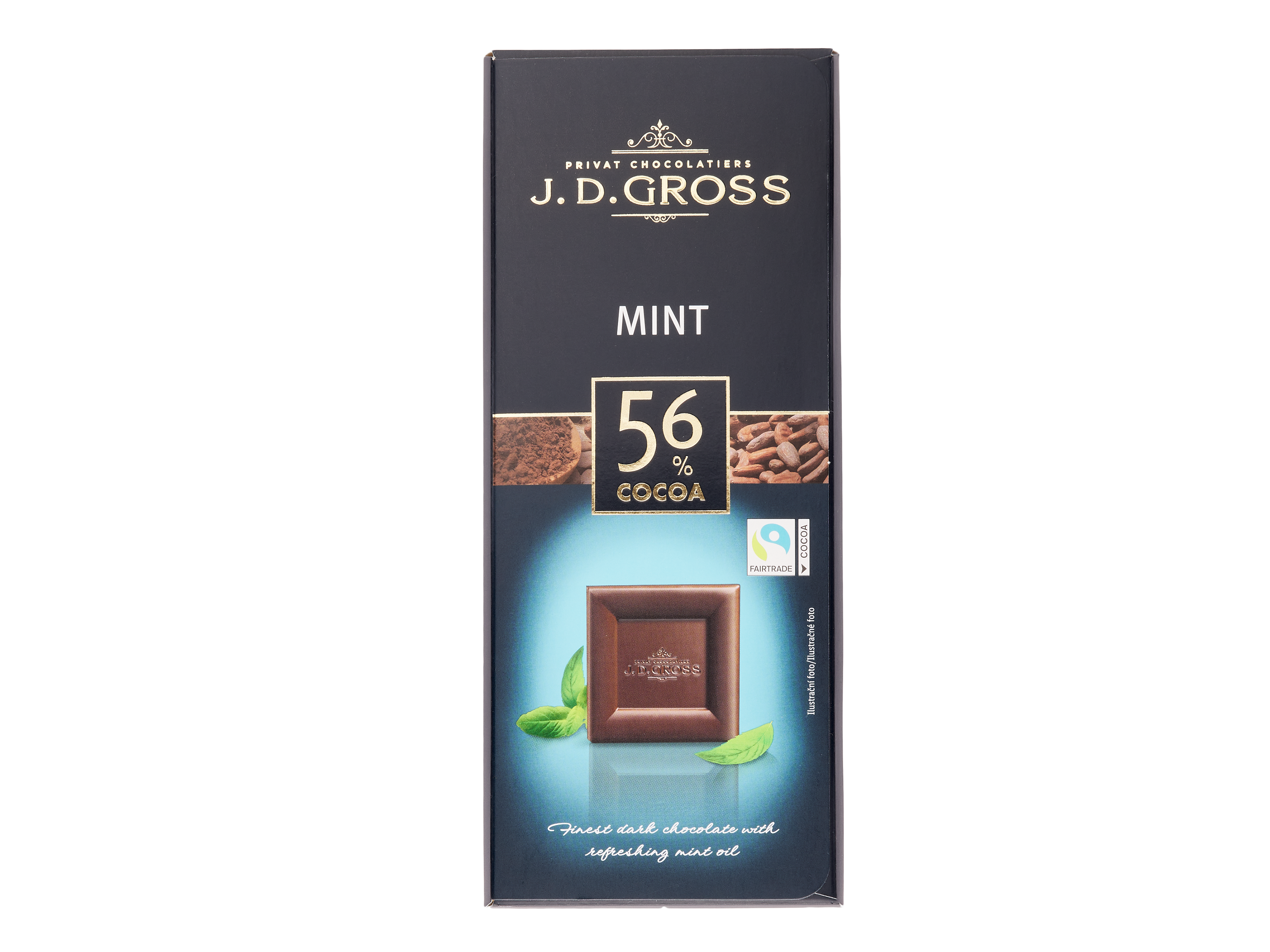 J.D. Gross 56% kakaová horká čokoláda s mätou