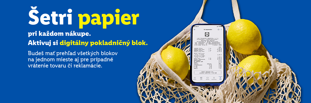 Šetri papier pri každom nákupe. Aktivuj si digitálny pokladničný blok. Budeš mať prehľad všetkých blokov na jednom mieste aj pre prípadné vrátenie tovaru či reklamácie.