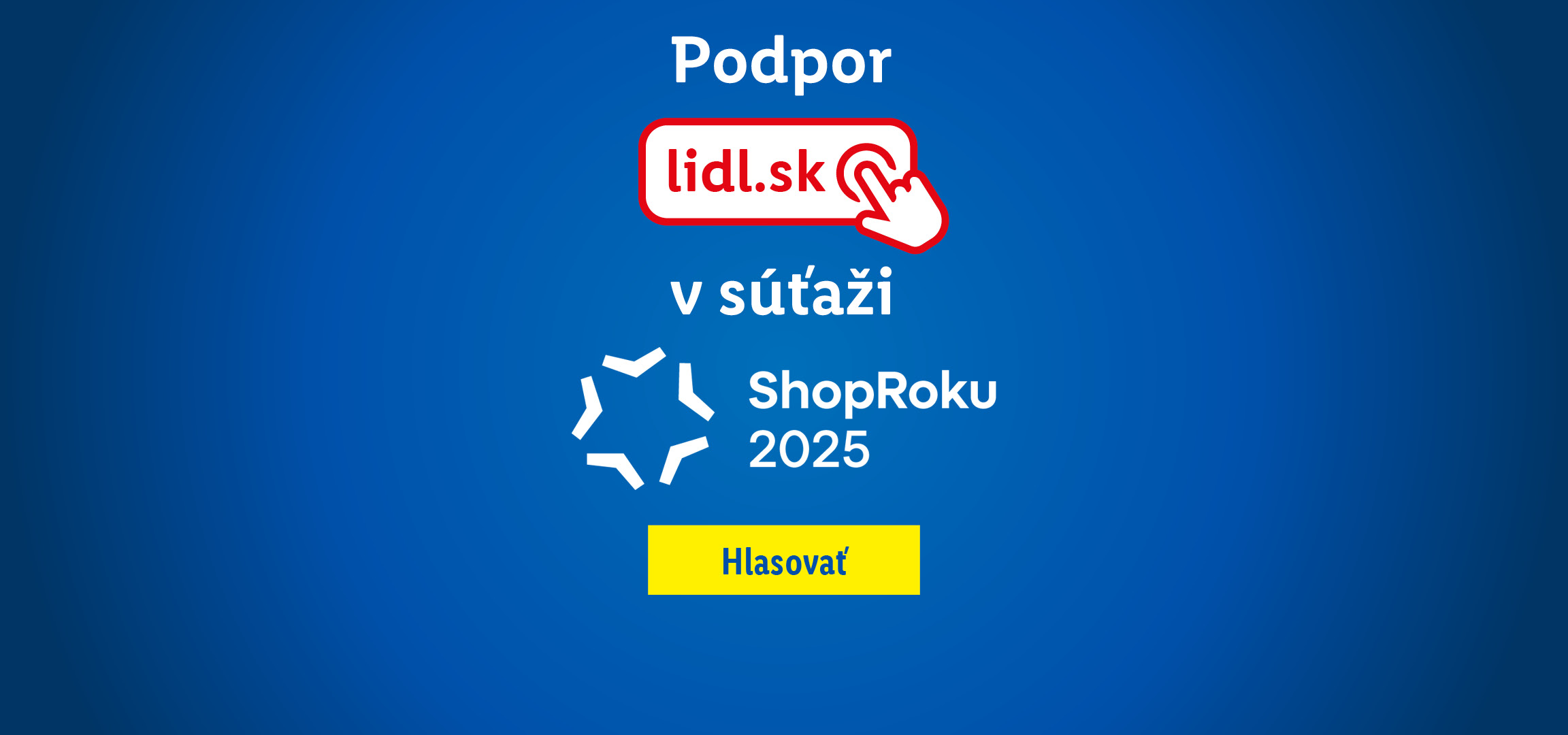Podporte online obchod v súťaži ShopRoku 2025. Tlačidlo Hlasovať.