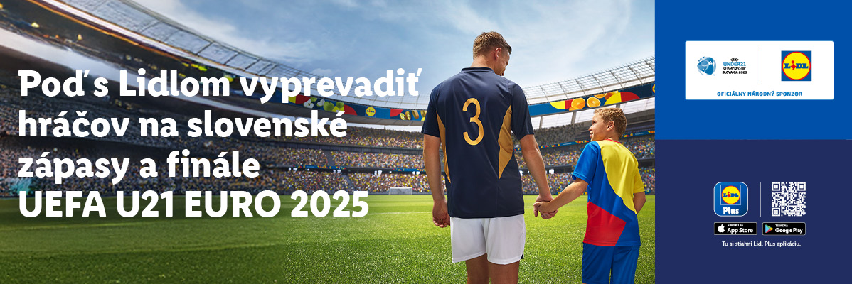 Lidl sponzoruje UEFA U21 EURO 2025: otec a syn na štadióne.