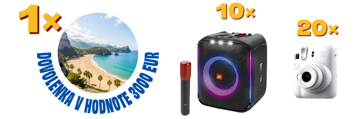 Súťaž o dovolenku v hodnote 3000 EUR, 10 prenosných reproduktorov a 20 instantných fotoaparátov.